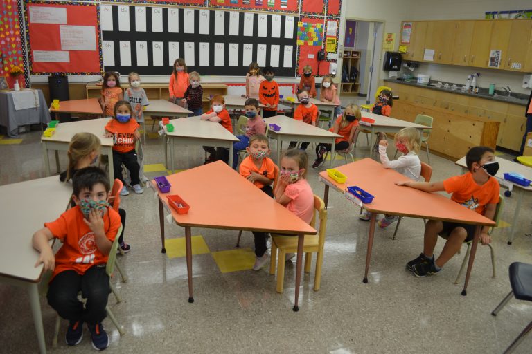 kindergarten class in orange