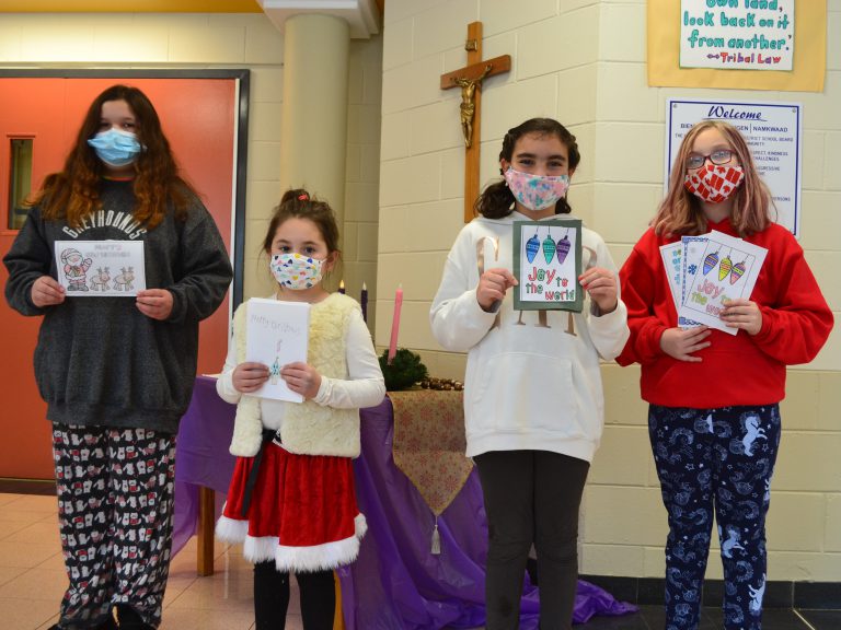 St. Basil students with cards