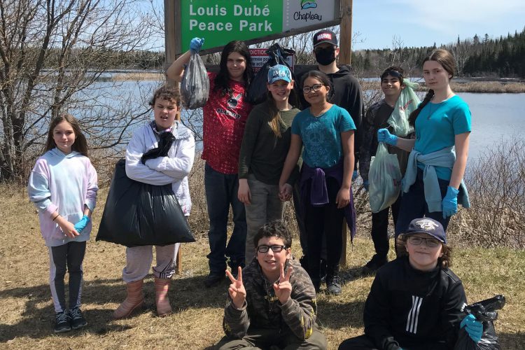 students and staff at Chapleau Peace Park