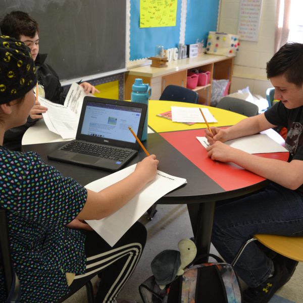 Students work on an assignment in classroom