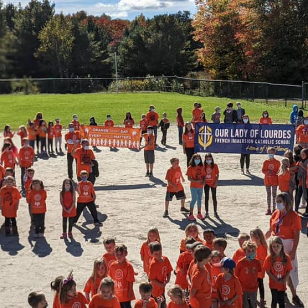 school gathering outside