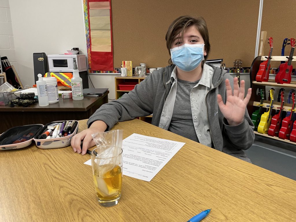 student at desk