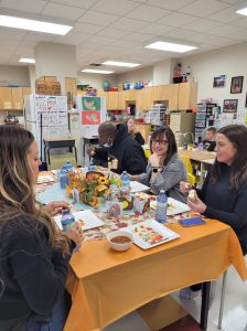 Staff members enjoying Thanksgiving lunch