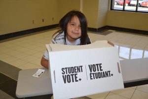 Student at voting space