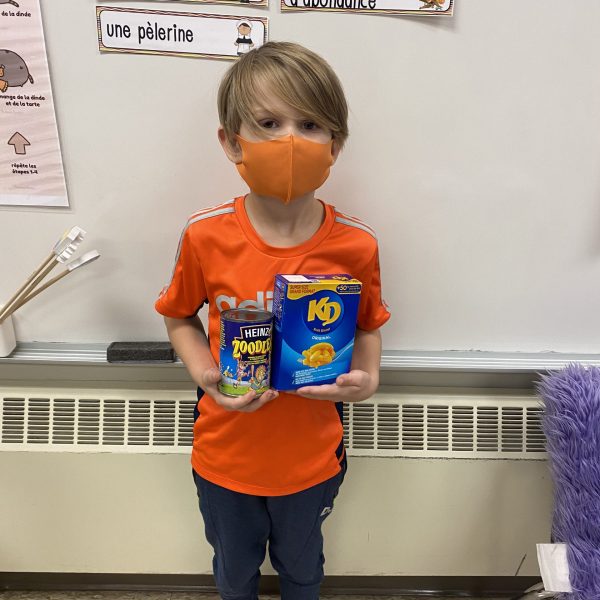 male student with food items