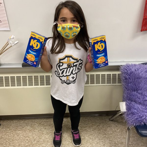 student with boxes of food