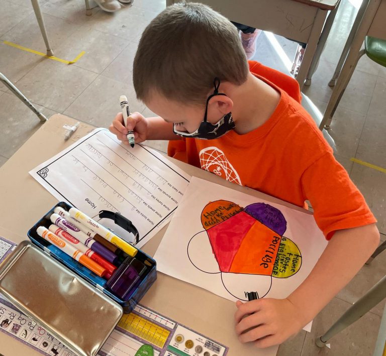 student at desk
