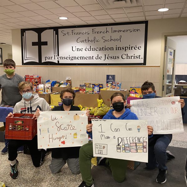 students holding signs