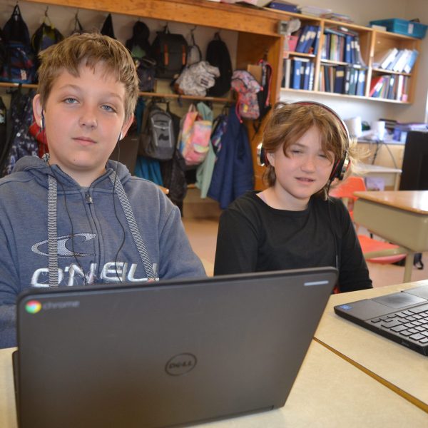 Students working on computers