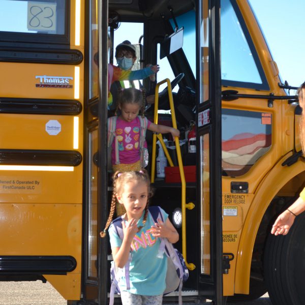 Students exiting the bus