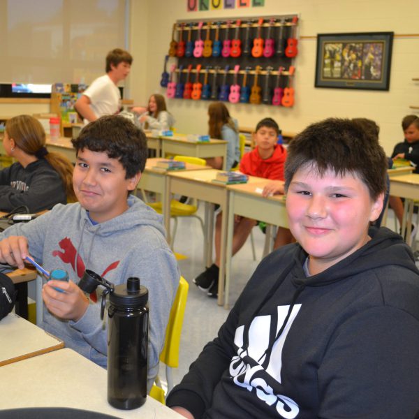 two students in classroom