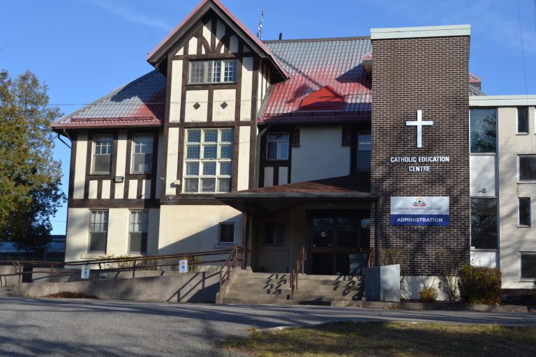 Main entrance of the Huron-Superior Catholic District School Board Catholic Education Centre