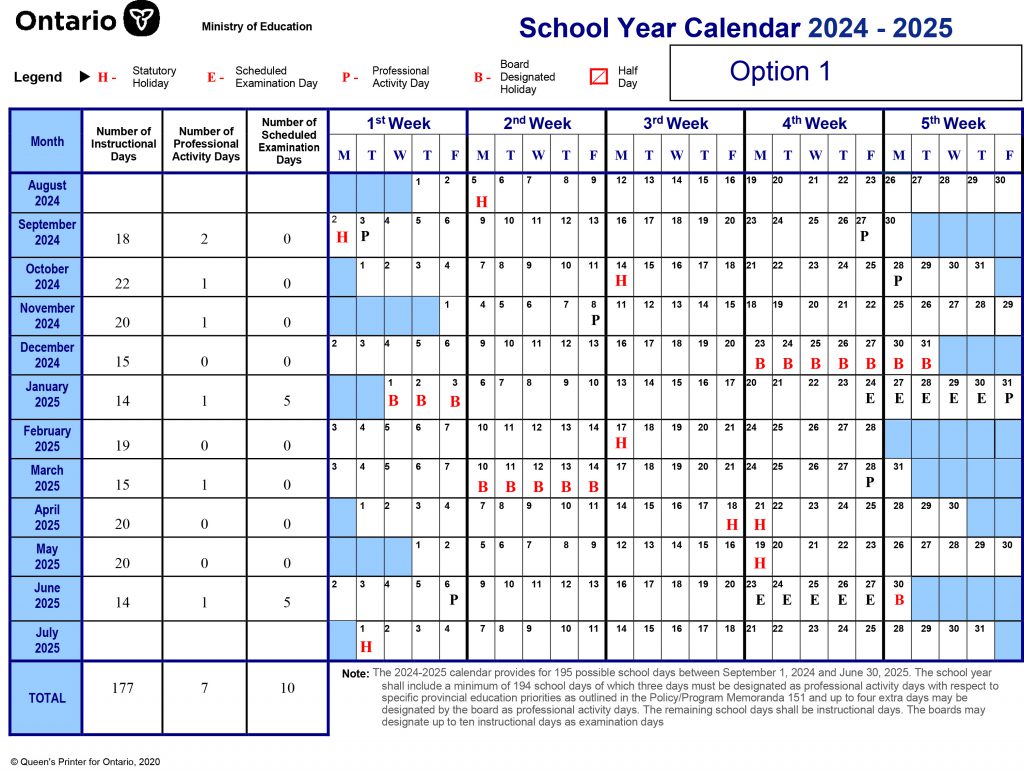 20242025 Calendar Approved HSCDSB
